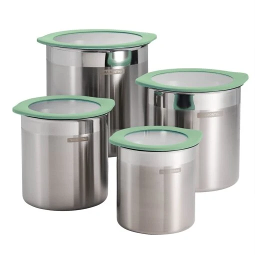 Tramontina 4 Pc Stainless Steel Canister Set - Mint Green -Tramontina Sales Store 80204025PDM001G