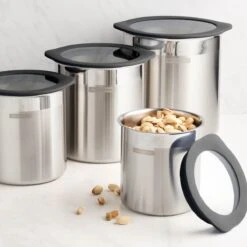 Tramontina 4 Pc Stainless Steel Canister Set - Black -Tramontina Sales Store 80204027IXM001G