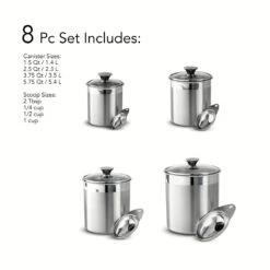 Tramontina 8 Pc Stainless Steel Covered Canister And Scoop Set 5 Tramontina 8 Pc Stainless Steel Covered Canister And Scoop Set -Tramontina Sales Store 80204527IXI001G