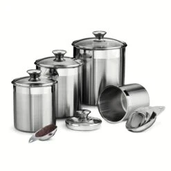Tramontina 8 Pc Stainless Steel Covered Canister And Scoop Set 6 Tramontina 8 Pc Stainless Steel Covered Canister And Scoop Set -Tramontina Sales Store 80204527IXM001G