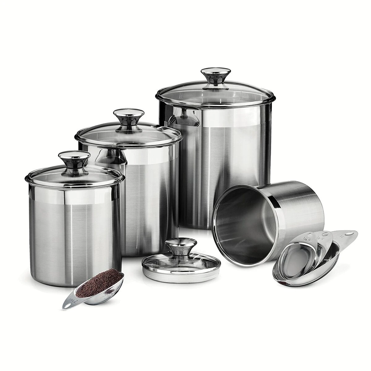 Tramontina 8 Pc Stainless Steel Covered Canister And Scoop Set 3 Tramontina 8 Pc Stainless Steel Covered Canister And Scoop Set - Image 3