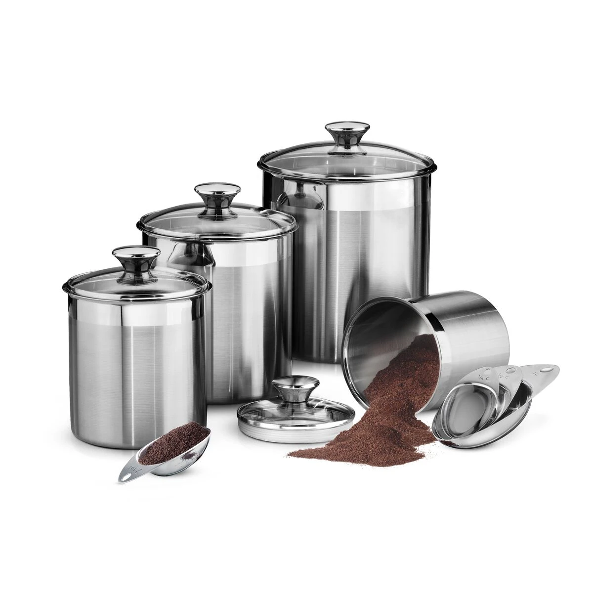 Tramontina 8 Pc Stainless Steel Covered Canister And Scoop Set 1 Tramontina 8 Pc Stainless Steel Covered Canister And Scoop Set