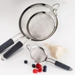 Tramontina 3 Pk Stainless Steel Mesh Strainers With Silicone Grip 5 Tramontina 3 Pk Stainless Steel Mesh Strainers With Silicone Grip -Tramontina Sales Store 80206537IXM003G