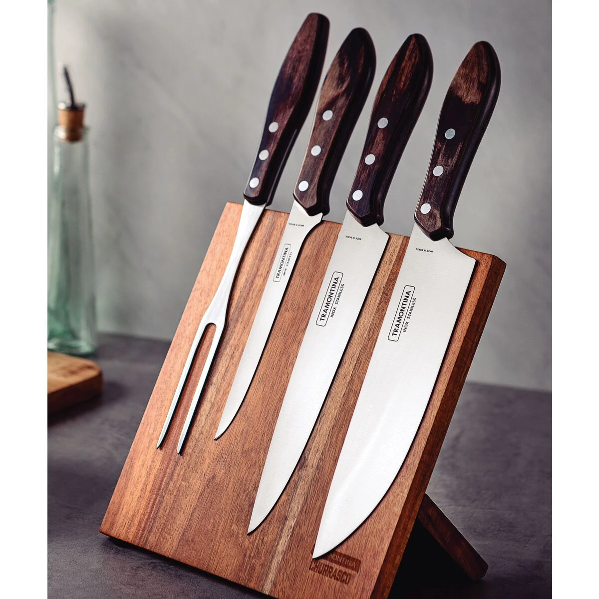 Tramontina Churrasco BBQ 5 Pc Cutlery Set With Magnetic Block 1 Tramontina Churrasco BBQ 5 Pc Cutlery Set With Magnetic Block