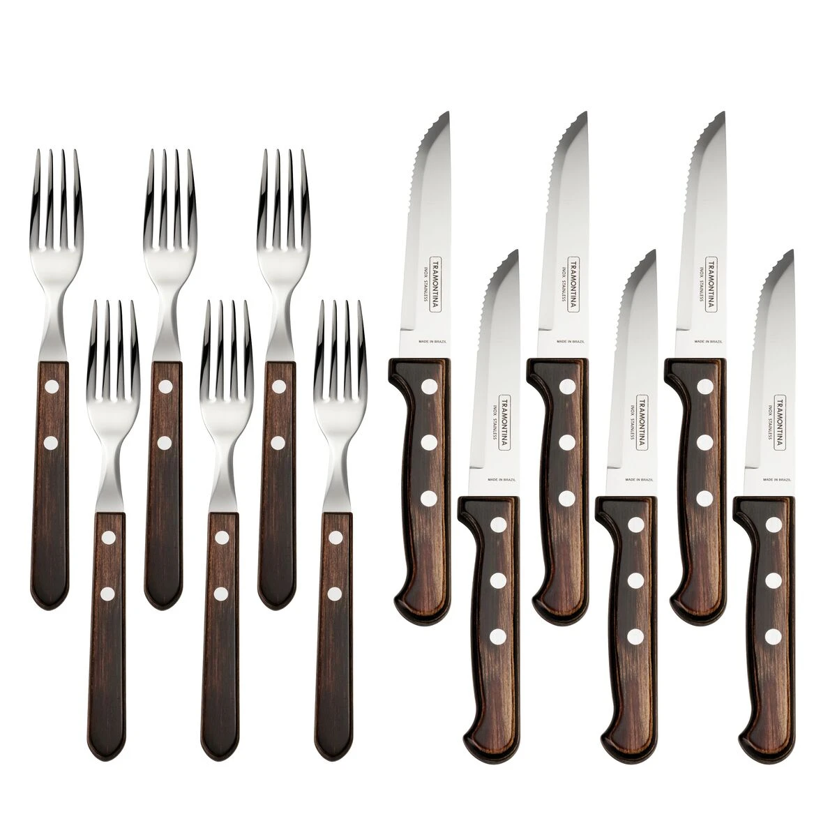 Tramontina Churrasco BBQ 12 Pc Polywood Fork And Steak Knife Set 2 Tramontina Churrasco BBQ 12 Pc Polywood Fork And Steak Knife Set - Image 2