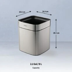 Tramontina 2.11 Gallon Stainless Steel Square Open Top Bin -Tramontina Sales Store 81200017IXM002G