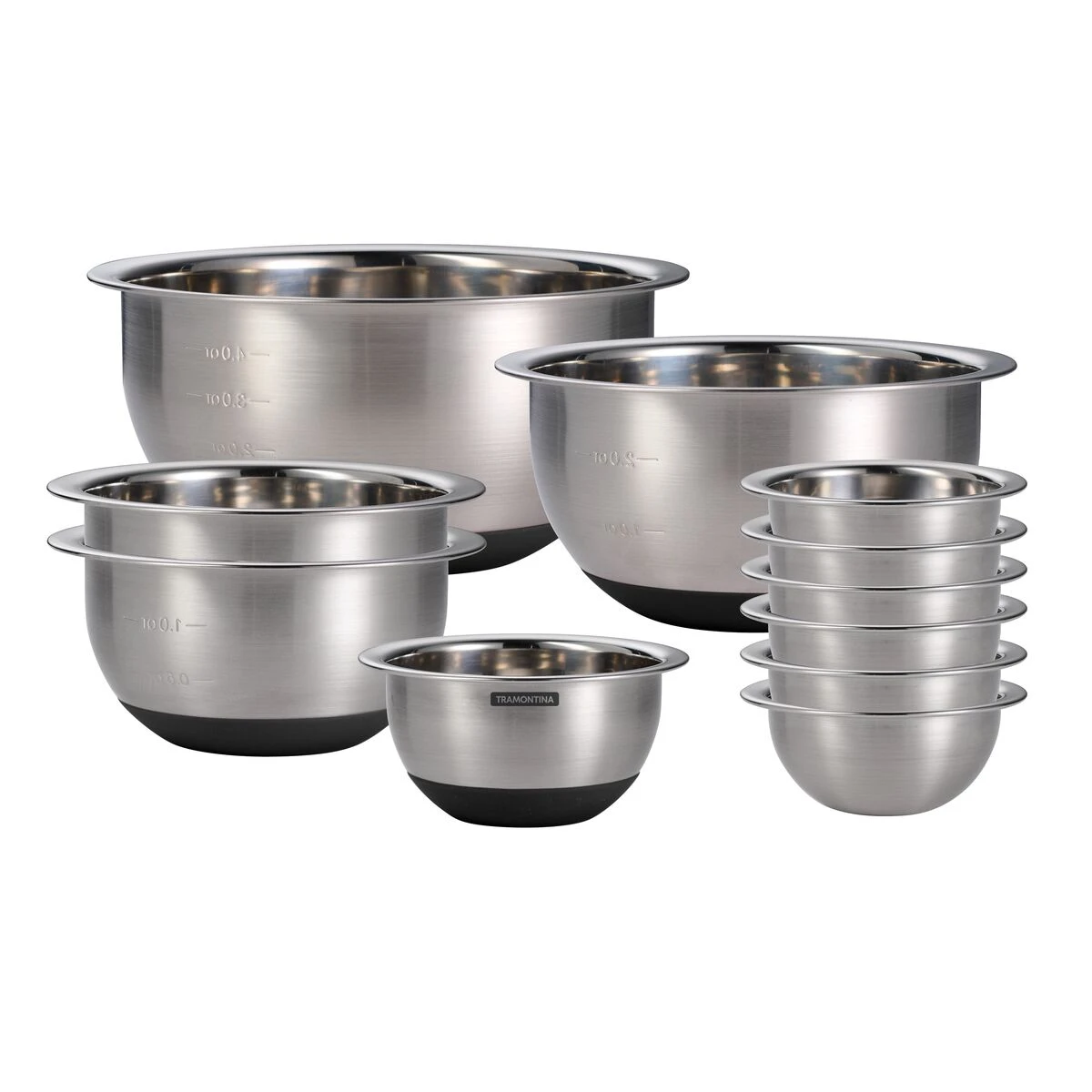 Tramontina Guru 11 Pc Stainless Steel Prep Bowl With Black Silicone Base Set 4 Tramontina Guru 11 Pc Stainless Steel Prep Bowl With Black Silicone Base Set - Image 4