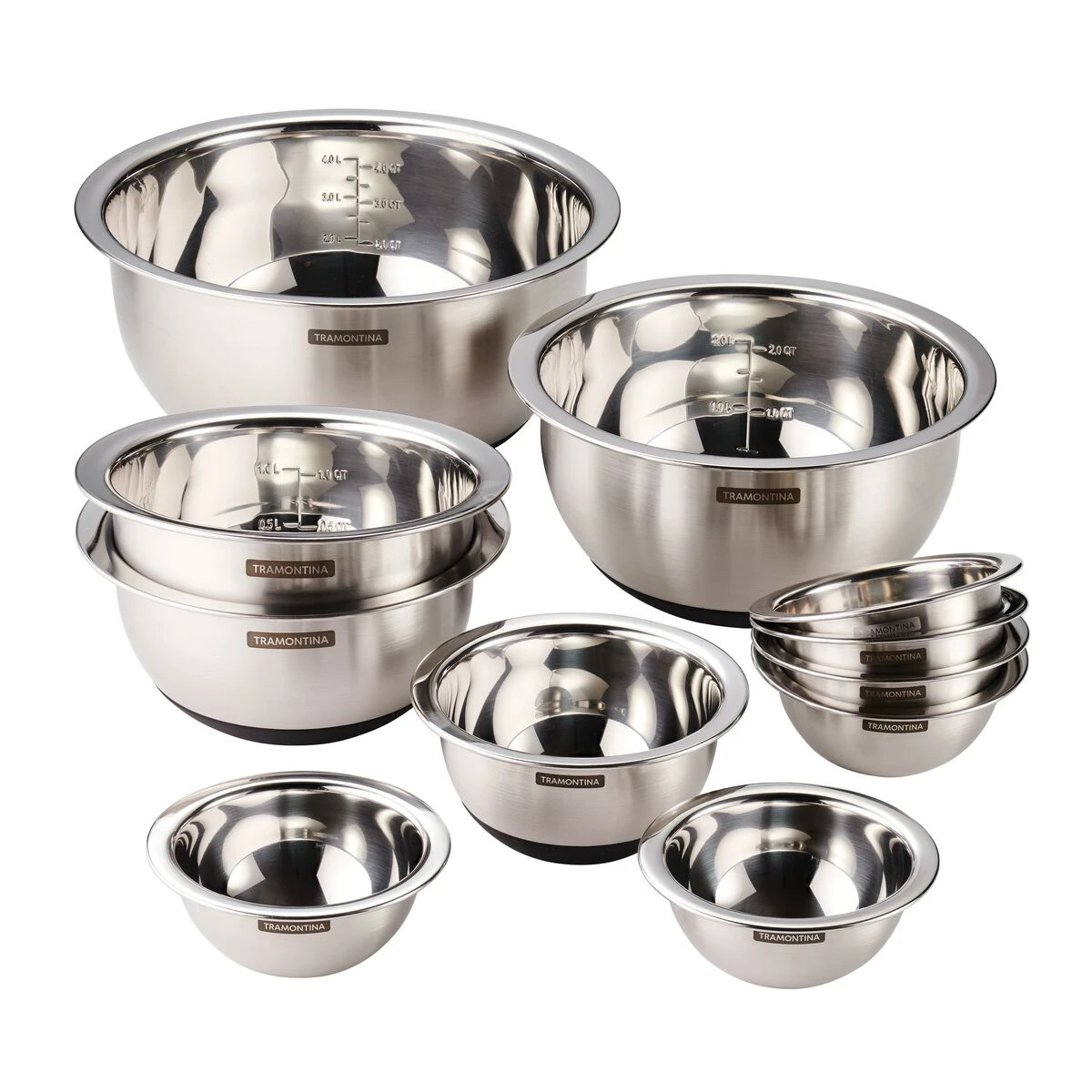 Tramontina Guru 11 Pc Stainless Steel Prep Bowl With Black Silicone Base Set 1 Tramontina Guru 11 Pc Stainless Steel Prep Bowl With Black Silicone Base Set